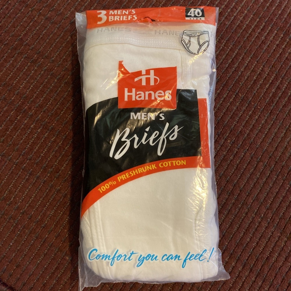 VINTAGE 1997 HANE'S MEN'S 100% PRESHRUNK COTTON WHITE BRIEFS NEW OLD STOCK SZ 40